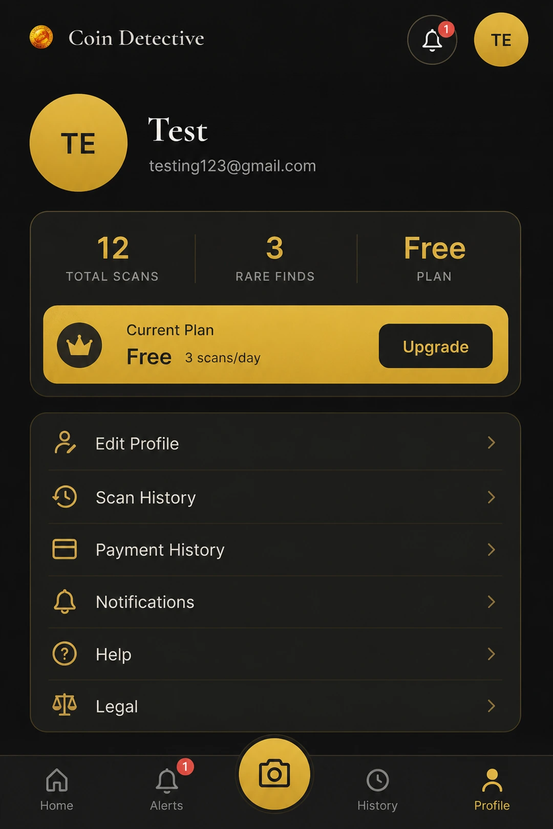 Profile screen